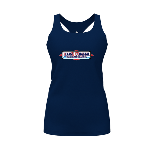 [CUS-DFW-RCBK-PER-NVY-FYS-LOGO1] Racerback Tank Top (Female Youth S, Navy, Logo 1)