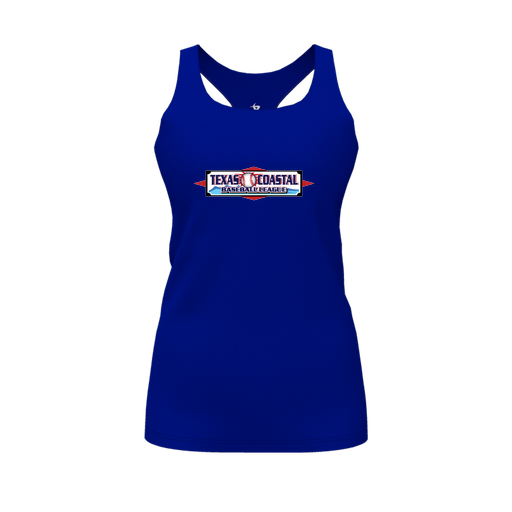 [CUS-DFW-RCBK-PER-RYL-FYS-LOGO1] Racerback Tank Top (Female Youth S, Royal, Logo 1)