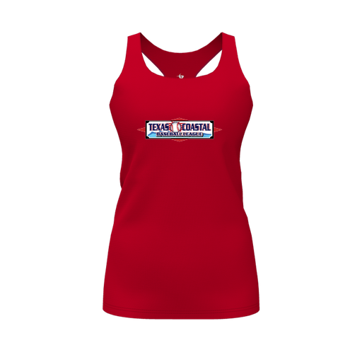 [CUS-DFW-RCBK-PER-RED-FYS-LOGO1] Racerback Tank Top (Female Youth S, Red, Logo 1)