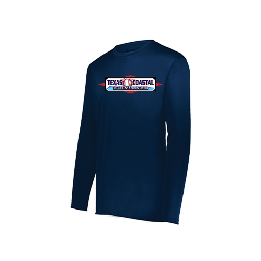 [222823.065.S-LOGO1] Youth LS Smooth Sport Shirt (Youth S, Navy, Logo 1)