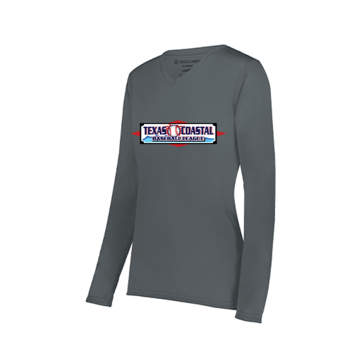 [222824.059.S-LOGO1] Ladies LS Smooth Sport Shirt (Female Adult S, Gray, Logo 1)